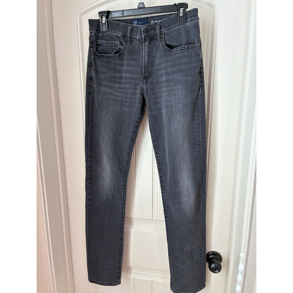Gap Slim Soft Wear Gray Black Wash Denim Jeans Men's 29/31